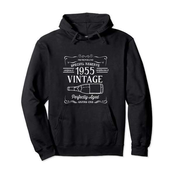 1955 Vintage Wine Label Birth Year Birthday Pullover Hoodie