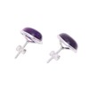 NOVICA Artisan Handmade Amethyst Button Earrings Teardrop from India Sterling