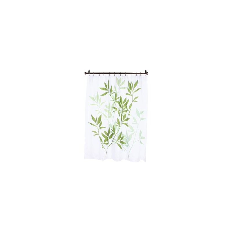 InterDesign Leaves Fabric Shower Curtain, Green/White