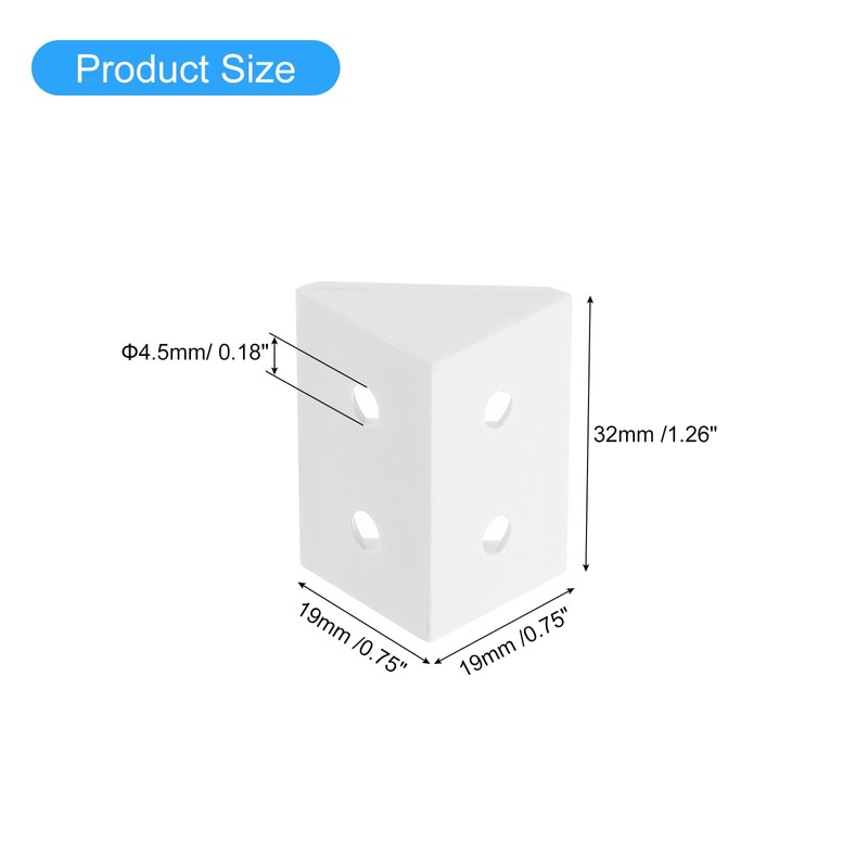 sourcing map 12Pcs 90 Degree Plastic Corner Braces, 19x32x19mm Nylon