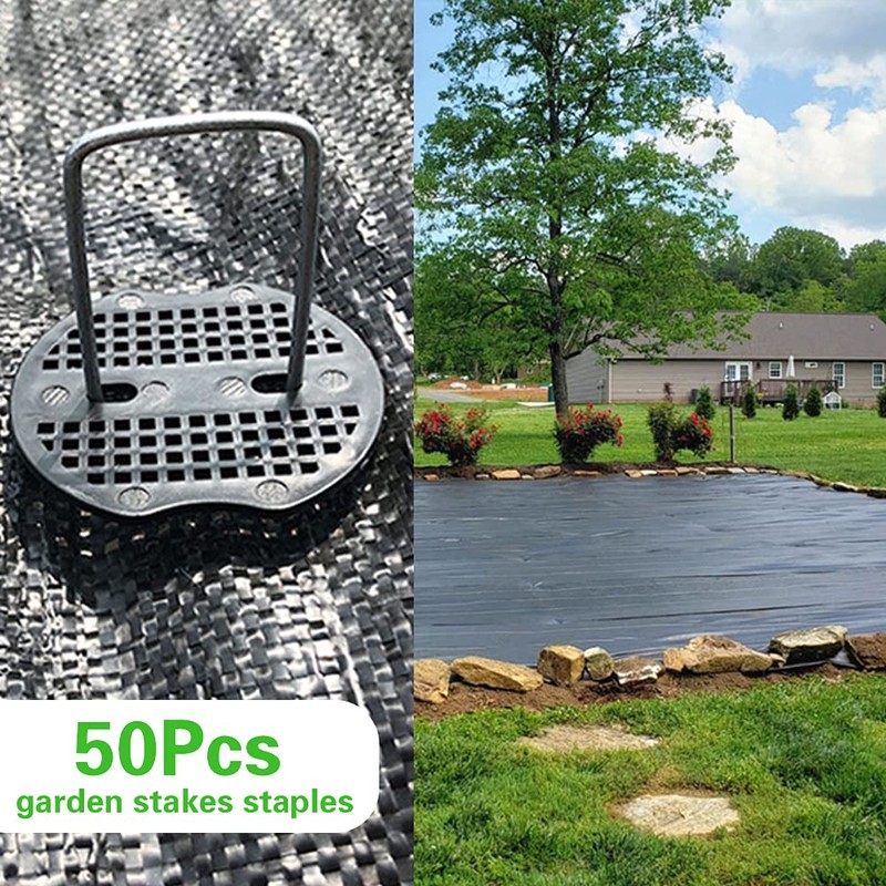 50Pcs Garden Stakes Staples + 50Pcs Gasket, Bakulyor 6 Inch