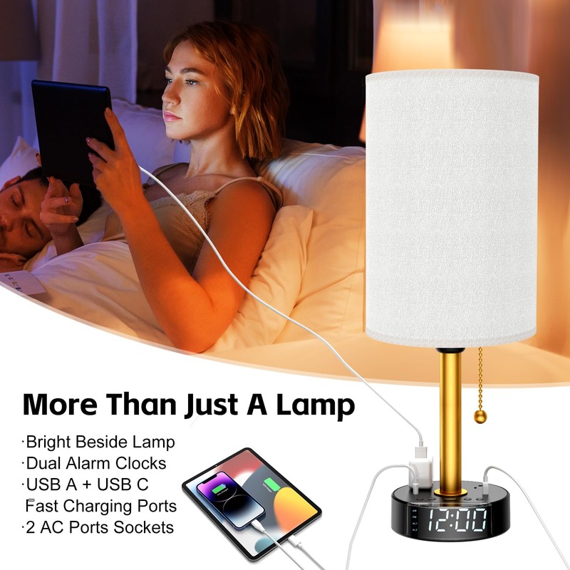 Bedside Desk Lamp for Bedroom, Table Lamp with USB A