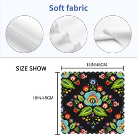 Yibeas Traditional Floral Cloth Napkins Set of 4 Soft Polish Folk Flower Pattern Polyester Dinner Napkin for Family Restaurant Weddings Parties