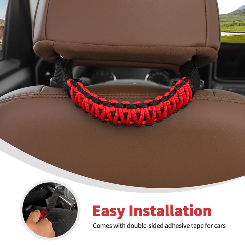 Linskip Paracord Headrest Grab Handles, Rear Seat Passenger Handle Assist
