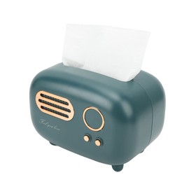 Retro Green Radio Tissue Box, Nordic Style Tissue Storage Box Holder for Home Living Room or Coffee Table Decoration Plastic Tissue Box with Wide Mouth Design