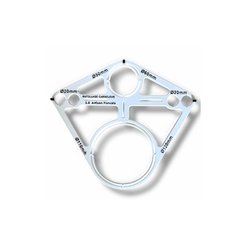 Drilling Template for Hanging Toilet Holders, 6 Diameters (Ø20 to
