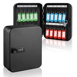 Clóset de Llaves de Pared, Caja de Seguridad para Llaves de Acero de 20 Llaves, con Cerradura de Combinación Organizador de Llaves Montado en la Pared, con Gabinete Digital de Código Reiniciable