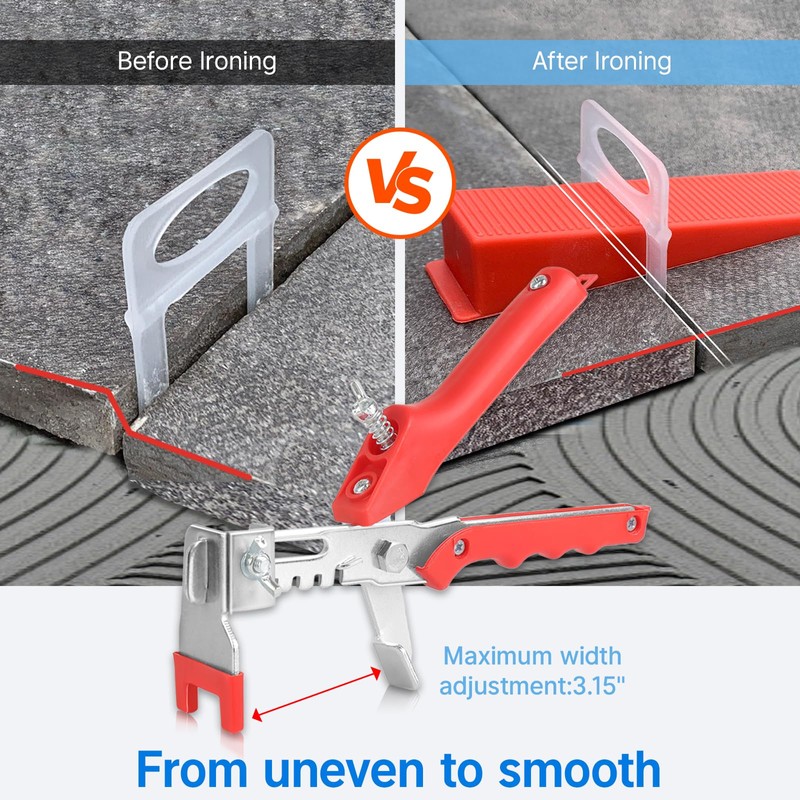 Tile Leveling System Kit, 600pcs Tile Leveler Spacers Clips+150pcs Reusable