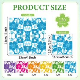 120Pcs Hibiscus Paper Napkins Summer Hibiscus Party Decorations 6.5 x 6.5 Inches Hawaiian Cocktail Beverage Napkins Tropical Party Napkin Decors for Summer Beach Birthday Luncheon Pool Party Supplies