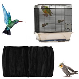 TIESOME 2 Pcs Universal Bird Cage Seed Catcher, Seed Catcher Guard Net Cover Adjustable Soft Airy Nylon Mesh Net Skirt Seed Guard for Parrot Parakeet Macaw African Round Square Cages (Black)