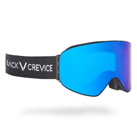 Black Crevice Ski Goggles with Cylindrical Lenses Black/Blue Revo