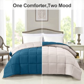 Homelike Moment Lightweight Queen Comforter - Teal Down Alternative Bedding Comforters Queen Size, All Season Duvet Insert Quilted Reversible Bed Comforter Soft Cozy Queen Full Size Teal/Ivory