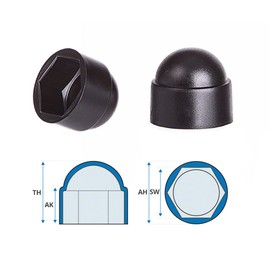 Protective Caps For Screws / Allen Keys - Screw Caps / Plugs - Post Caps, black, bolt nut cap