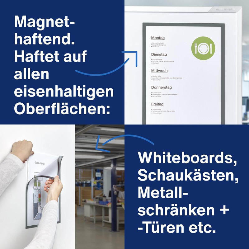 magnetoplan 1130301 Magnetofix Magnetic Frame A4 Grey Pack of 5