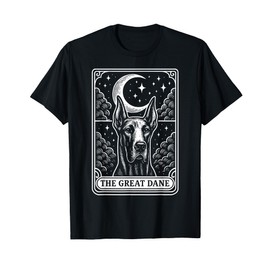 Great Dane Dog Mom Tarot Card Vintage Crescent Moon T-Shirt