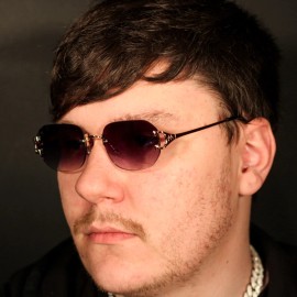 Street Knitted Rimless Purple Gradient Tint Hip Hop Luxury Gold Frame Fashion Sunglasses