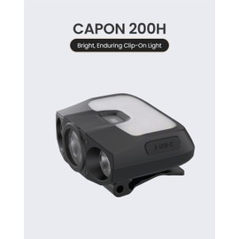 Claymore Capon 200H (Black) - LED Rechargeable Clip-On Cap Headlamp, Lightweight Hat Light for Camping, Running, Hiking, Emergency & Industrial Use, Waterproof, USB-C, 55 Hours of Battery Life.