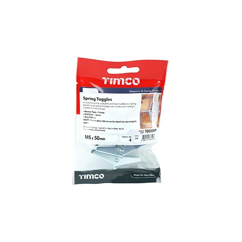 TIMCO Spring Toggle Cavity Anchors Silver - M5 x 50