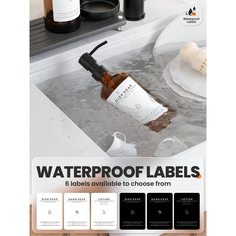 [Luxury] Kitchen Soap Dispenser Set - 16OZ Glass Bottle, Stainless
