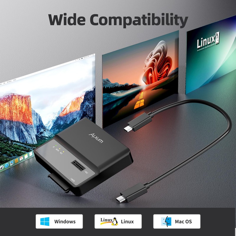 Alxum 2 in 1 M.2 NVME SATA SSD Enclosure External-Tool-Free