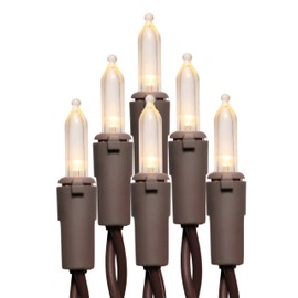 JinBest 150 LED Warm White Decorative Lights, 50ft Brown Wire Plug to End, UL Certified and Commercial Grade, for Indoor and Outdoor Festival, Christmas.