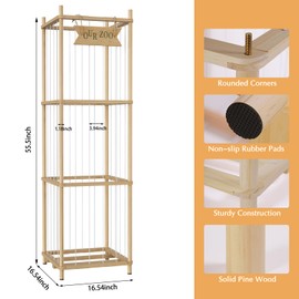 27 * 27 * 54 In Oversized Stuffed Animal Storage Corner Organizer Wooden Design with Elastic Cord, Capable of Holding Up to 300 Stuffed Animal– Ideal for Birthday Gift