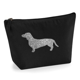 Dachshund Make Up Bag, Black Canvas Cosmetic Bag, Dachshund Lover Gift, Dachshund Mum, Mother's Day Gift