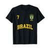 Squadra Calcio Brasile Numero 7 Bandiera Brasiliano Maglietta