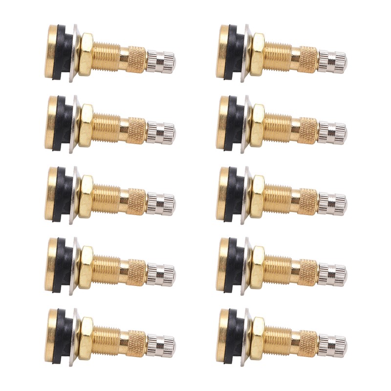 10pcs Air Liquid Tubeless Tire Valve Stem Brass 1 7/8in