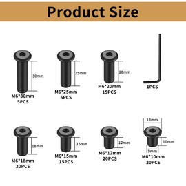 100 Pcs M6 Nuts, Hex Socket Screw Rivet Insert Nuts, Rivet Cap Nuts, Flat Head Cap Nuts, Flat Head Barrel Nuts, Flat Head Insert Sleeve Nuts, Furniture Connector Nuts, Flat Sleeve Hex Nuts (M6 black)