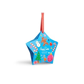 Happy Socks 2-Pack Christmas Socks for Kids - Made with Organic Sustainable Cotton - Funny Present Holiday Socks in Star Gift Box - Size 4-6 Years