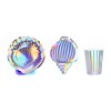 Tighall 143pcs/set Holographic Foil Mermaid Paper Plates Iridescent Seashell Disposable