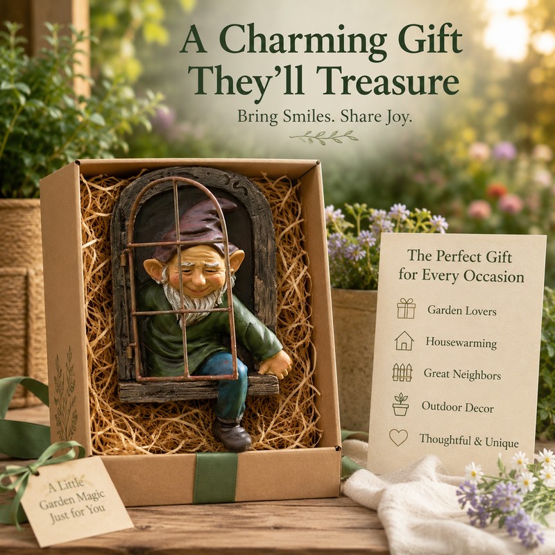 Tree Hugger Gnome Statue for Outdoor Decor – Funny Resin