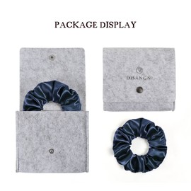 DISANGNI Silk Hair Scrunchies for Frizz&Breakage Prevention, Pure 22Momme100% Mulberry Silk Hair Ties No Damage, Elastic Silk ponytail Holders (Blue)