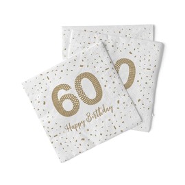 Sovie HORECA Tissue Napkin Happy Birthday 60 | 33 x 33 cm | Birthday Celebration | Pack of 100