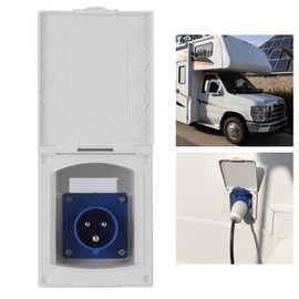 Ejoyous Caravan Outdoor Socket, 16 A, 220 V - 240 V, Caravan Socket, Camping Socket, 3-Pin Motorhome Outdoor Socket, Power Plug with Hinged Lid, for Outdoor Use RV Trailer