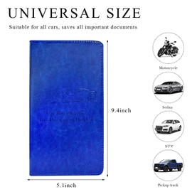 Ohleats Car Registration Insurance Holder, Leather Glove Box License Wallet Case with Magnetic Shut, Automotive Paperwork Document Organizer Card Holder for Women, Car Accessories (Dark Blue)