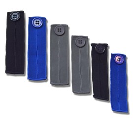 6 Pcs Elastic Pants Waist Extenders Adjustable Waistband Expanders for Men Women Elastic Button Extenders Waist Extenders for Pants Trousers Dress and Jeans (2 Pcs Grey, 2 Pcs Black, 2 Pcs Blue)
