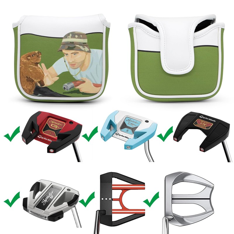 Golf Square Heel Shaft Mallet Putter Cover Headcover, Funny Design