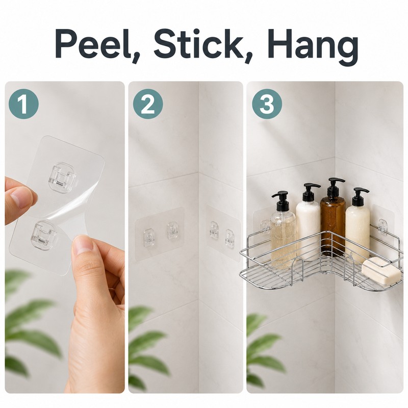 Bathroom Shower Storage Rack for Shampoo and Toiletries - Wall-Mounted