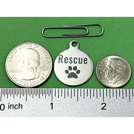 Unbranded Rescue Collar Tag Charm Stainless Steel Pet Dog Cat Adoption Paw Print Gift Mom
