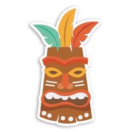 2 x 10cm Tiki Head Vinyl Stickers - Tribal Summer Holiday Laptop Sticker #30180 (10cm Tall)