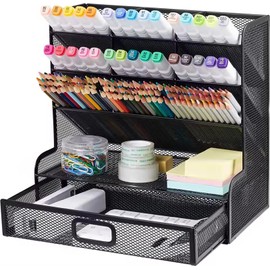 Mesh Desk Organiser Multifunctional Desktop Stationery Pen Holder Box for Home Office School Supply Storage Rack