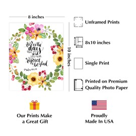 Psalm 118:24 Wall Art Print - 'This is the Day the Lord Has Made' - 8x10" Floral Design Scripture Print For Home Decor, Office Decor, Christian Gifts, Unframed