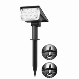 T-SUNUS 20 LED Solar Spotlights, IP65 Waterproof 2-in-1 Outdoor Solar Landscape Light for Yard Garden Driveway Porch Walkway Pool Patio 1 Pack Cold White 6000K