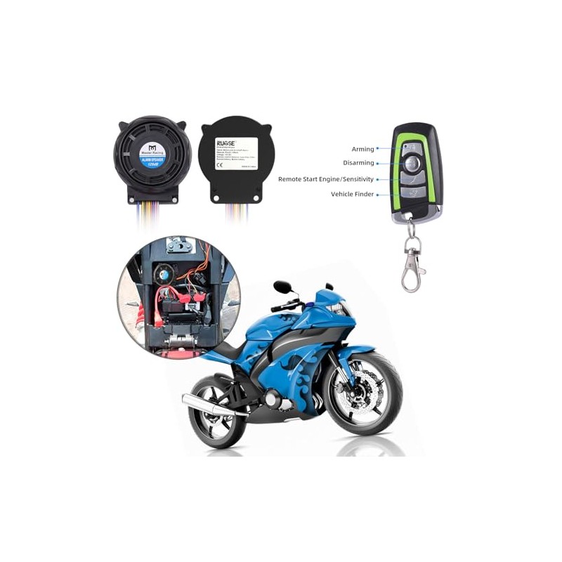 Rupse Motorcycle Alarm 125 dB, Motorcycle Alarm System with Start