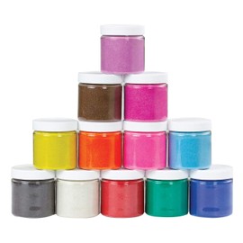 Hygloss Products Colored Play Sand - Colorful Craft Art Bucket O' Sand, 6 oz Containers in 12 Assorted Colors