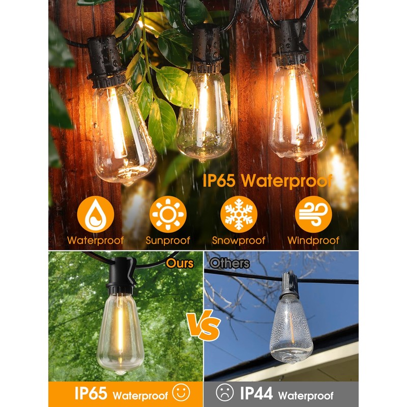 Larkvue 75FT(3x25FT) Outdoor String Lights, Patio Lights with 30+3 LED