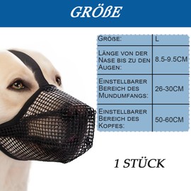 Maulkorb für Große Hunde, Verstellbarer Hundemaulkorb, Fressschutz Hund Schwarz Atmungsaktive Maulschlaufe L Größe Atmungsaktive Haustier Maske für Hundetraining