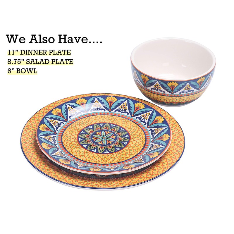 Bico Havana Salad Plates Set of 4, Ceramic, 8.75 inch,